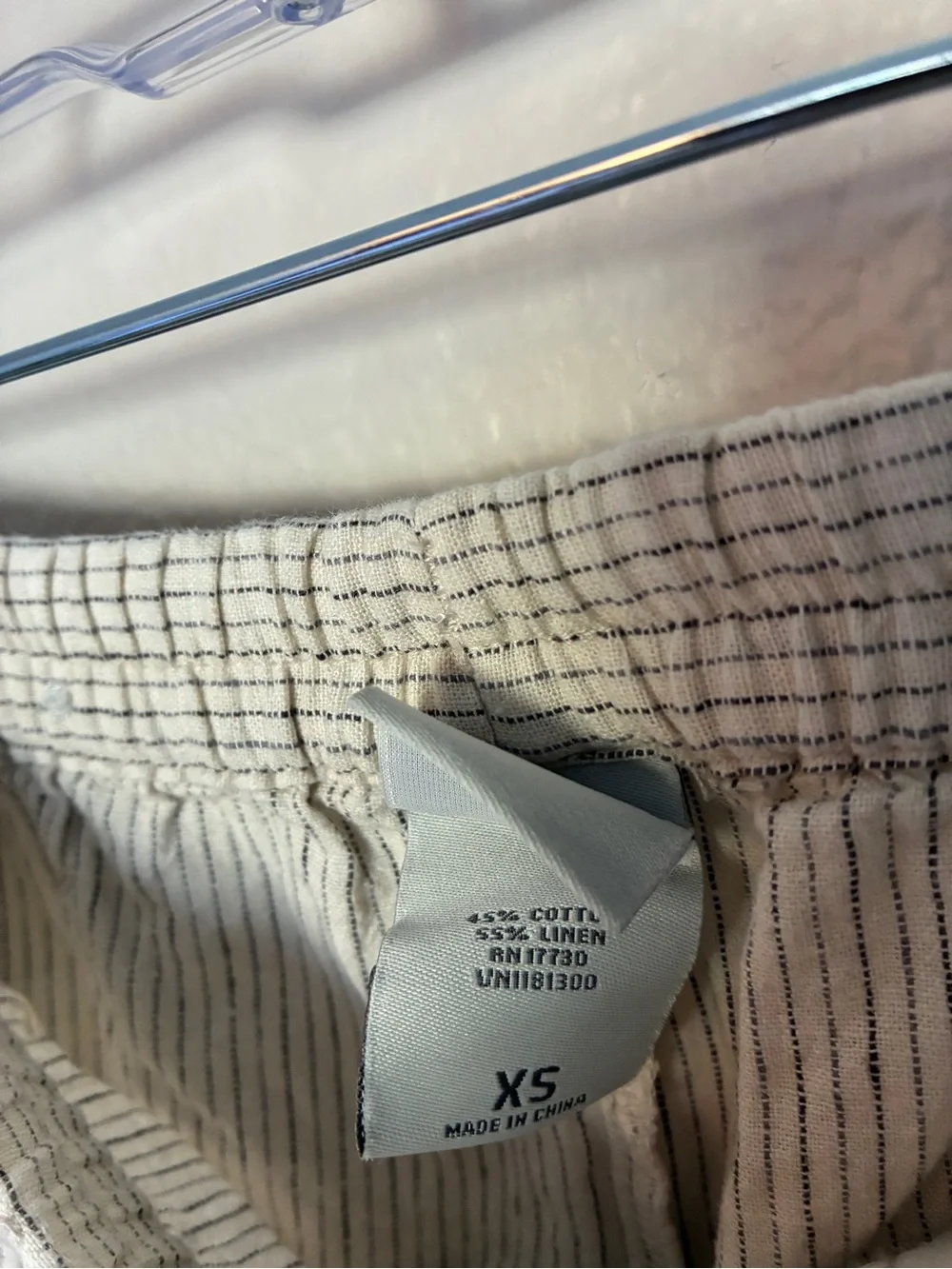 Merona Men's XS Linen/Cotton Lightweight Cream & Black Striped Relaxed Pants